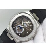 Patek Philippe Nautilus Swiss Automatic Watch Moonphase Dark Gray Dial