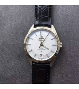 Omega Globemaster Automatic Watch-White Dial Black Leather Strap