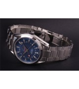 Omega Sea-Master GMT Edition Automatic Watch-Vertical Stripes Blue Dial With Silver Marker-Stainless Steel Strap