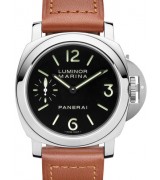 Panerai PAM00111 Handwound Watch-Black Dial/Subdials-Brown Leather Strap