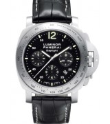 Panerai Luminor Daylight PAM250 Chronograph-Black Dial Black Subdials-Black Leather Strap