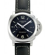 Panerai Luminor 1950 GMT Swiss Automatic Watch-Black Checkered Dial-Leather Bracelet PAM00535