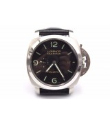 Panerai Luminor Marina Automatic Watch Black Dial Black Leather Strap