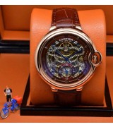 Cartier Ballon Bleu 467530 Tourbillon Swiss Automatic Watch - Original Clasp - Skeleton Brown Dial