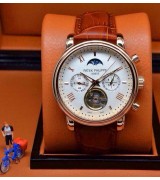 Patek Philippe Complication 496400 Day-Night Cycle Swiss Automatic Watch Roman Numeral White Face