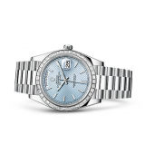 Rolex Day-Date Swiss Automatic Watch Ice Blue Dial Diamonds Bezel 40mm 