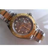 Rolex Yachtmaster II Bi Tone Swiss ETA-Rolesium/Sandblasted Grey Dial-Gold Plated Stainless Steel Oyster Strap
