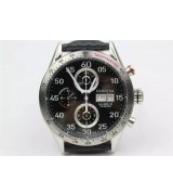 Tag Heuer Carrera Swiss Chronograph-Black Calfskin Bracelet 
