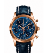 Breitling Transocean Automatic Chronograph Rose Gold Blue Dial 43mm