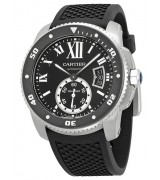 Cartier Calibre Diver W7100056 Swiss Automatic Watch Black Rubber Strap