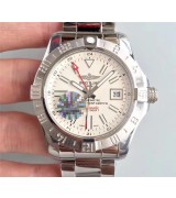 Breitling Avenger II GMT Swiss Automatic Watch White Dial Stainless Steel Strap