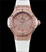 Hublot Big Bang 38mm Automatic Watch Rose Gold White Strap