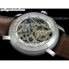 Audemars Piguet Jules Audemars Skeleton Tourbillon-White Inner Bezel Dial-Brown Leather Strap