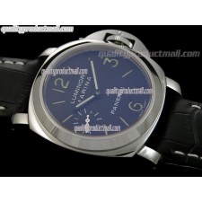 Panerai PAM111 Superlume Handwound Watch-Blue Dial/Subdials-Dark Tan Calf Leather Strap 