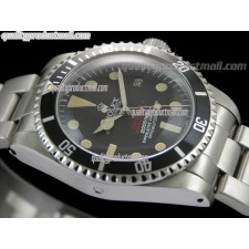 Rolex Sea Dweller Vintage 1665 Double RED Automatic Watch-Black Dial Dot Markers-Stainless Steel Oyster Bracelet