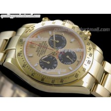 Rolex Daytona Swiss 18K Gold Chronograph-Gold Dial Black Subdials-Stainless Steel Oyster Bracelet 