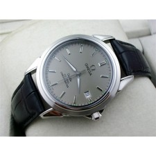 Omega De Ville Automatic-Grey Dial-Gormment Markers-Black Genuine Leather Strap