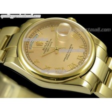 Rolex DayDate II 41mm Swiss Automatic Watch 18k Gold- Gold Dial Roman Numeral Markers-Stainless Steel Presidential Bracelet