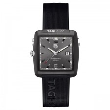 Tag Heuer Golf Quartz Chronograph-Black Dial Index Hour Markers-Black Rubber Bracelet 