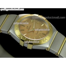 Omega Constellation Ladies Perlmutt Swiss Quartz-18K Rose Gold Dial-Stainless Steel TT Linked Strap