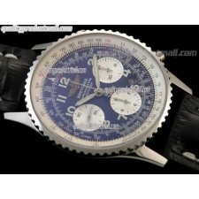 Breitling Navitimer Chronometre-Blue Dial Numeral Hour Markers-Black Leather Strap