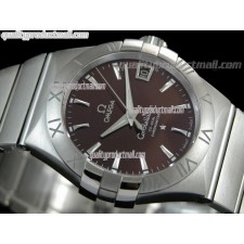 Omega Constellation Double Eagle Swiss-Brown Dial-Stainless Steel Linked Strap