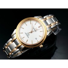 Omega De Ville Automatic 18k Rose Gold-White Dial-Gormment Markers-Stainless Steal Strap