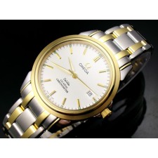 Omega De Ville Automatic 18k Gold-White Dial-Gormment Markers-Stainless Steal Strap