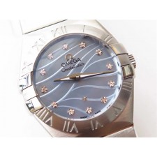 Omega Constellation Ladies Automatic Watch Baby Blue Dial 27mm