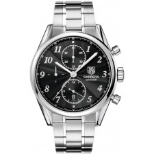 Tag Heuer Carrera Automatic Chronograph-Black Dial Arabic Numerals-Stainless Steel Bracelet 