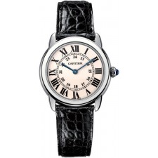 Cartier Ronde Solo Steel Black Leather Ladies Watch W6700155