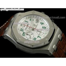 Audemars Piguet Royal Oak Pride of Mexico Limited Edition Chronograph-White Checkered Dial-Brown Leather Bracelet