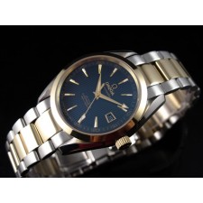 Omega Sea-Master OM6207 Automatic 18k Gold-Blue Dial-Gormment Markers-Brushed Stainless Steel Strap