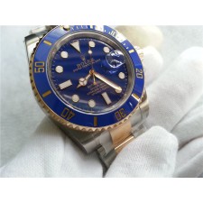 Rolex Submariner Automatic Watch 18K Gold Blue Dial 