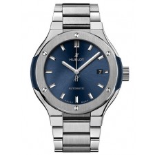 Hublot Classic Fusion Automatic Watch Blue Dial 585.NX.7180.NX 33mm 