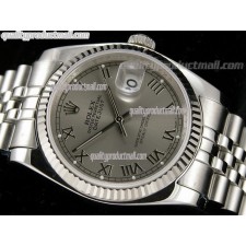 Rolex Datejust 36mm Swiss Automatic Watch-Grey Dial Roman Numerals-Stainless Steel Jubilee Bracelet 