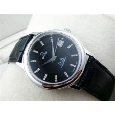 Omega De Ville Automatic-Black Dial-Gormment Markers-Black Genuine Leather Strap