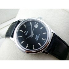 Omega De Ville Automatic-Black Dial-Gormment Markers-Black Genuine Leather Strap