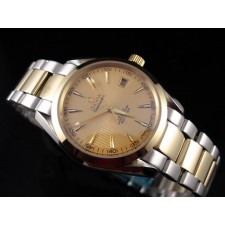 Omega Sea-Master OM6209 Automatic 18k Gold-Gold Dial-Gormment Markers-Brushed Stainless Steel Strap