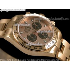 Rolex Daytona Swiss Chronograph 18k Rose Gold-Pink Gold Dial 3 Functional Sub Dial-Stainless Steel Strap