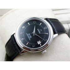 Omega De Ville Automatic-Black Dial-Gormment Number Markers-Black Genuine Leather Strap