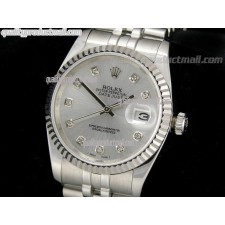 Rolex Datejust 36mm Swiss Automatic Watch-Grey Sunburst Dial Diamond Hour Markers-Stainless Steel Jubilee Bracelet 