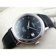 Omega De Ville Automatic-Black Dial-Gormment Markers-Black Genuine Leather Strap