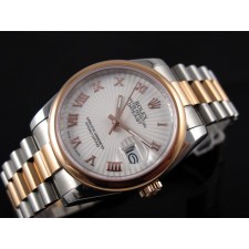 Rolex Datejust E721 Automatic 18k Gold-White Dial Roman Number Markers-Stainless Steel Strap