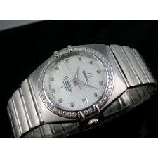 Omega Constellation OM060 Diamond Automatic-White Dial-Stainless Steel Linked Strap