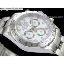 Rolex Daytona Swiss Chronograph-White Dial, Silver Ring Subdials-Stainless Steel Oyster Bracelet