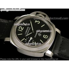 Panerai Luminor Marina PAM005 Swiss Quartz  Watch-Black Dial Numeral/Index Hour Markers-Black Leather Strap