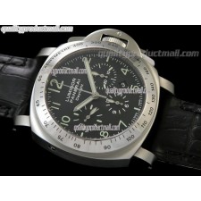 Panerai Ultimate Daylight PAM196 Chronograph-Black Dial Black Subdials-Black Leather Strap