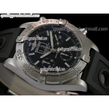 Breitling Avenger Blackbird Big Date Chronograph-Black Dial Black Subdials-Black Ocean Diver Rubber Strap