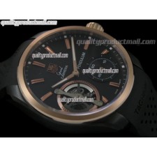 Tag Heuer Pendulum Handwound Watch 18k Rose Gold-Black Dial Stick Markers-Black Rubber strap